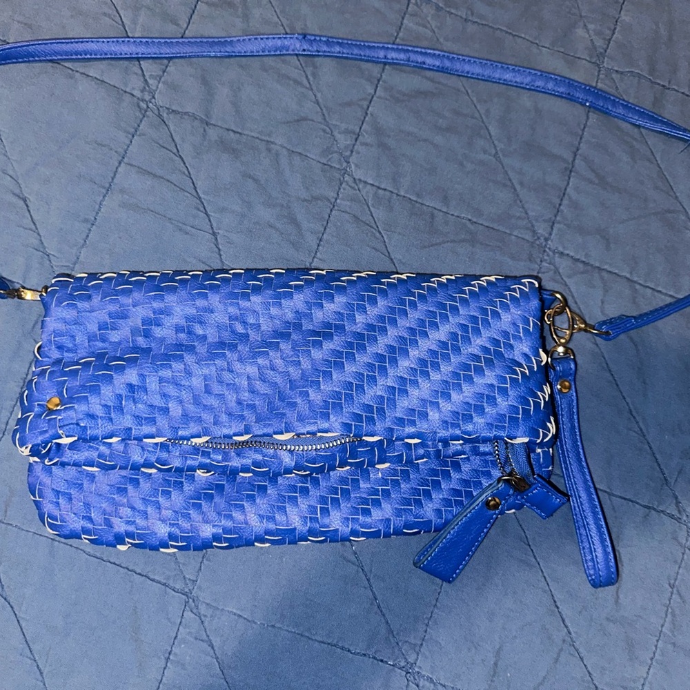 Blue Woven Crossbody Bag
